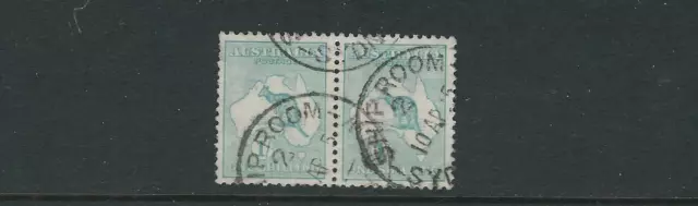 AUSTRALIA 1913-14 KANGAROO (SG 11a 1sh pair wmk WD CWN/WD A) VF USED read desc