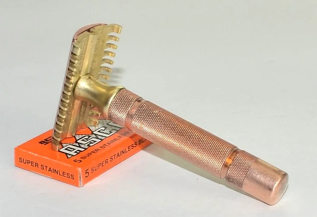 1930s Era All Brass Gillette New Open Comb DE Razor, NICE SHAPE