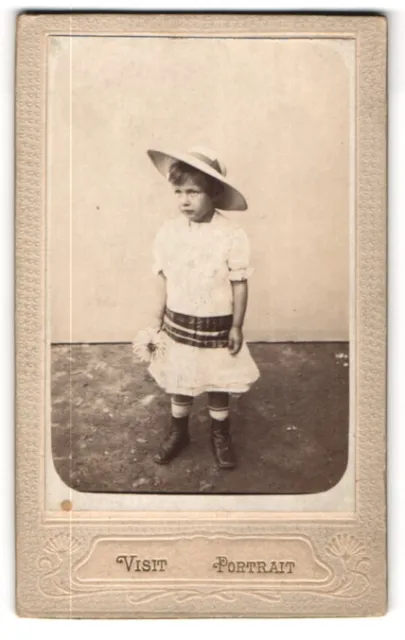 Photography Unknown Photographer and Place, Little Girl in White Dress with St