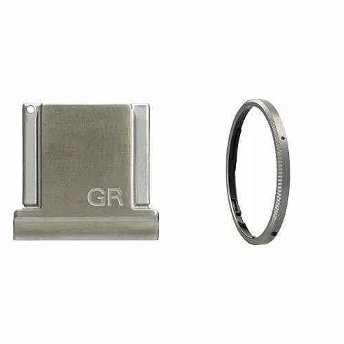 RICOH Metal Hot Shoe Cover GK-1 Dark Gray Front Ring Cap GN-1DG Set Japan New