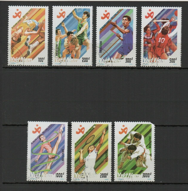 VIETNAM 1990 11E Jeux Asiatiques à Beijing série de 7 timbres oblitérés