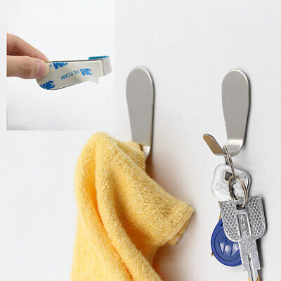 Adhesive Stainless Steel Towel Hooks Clothing Hangers Wall Hooks for Bathroo^DD