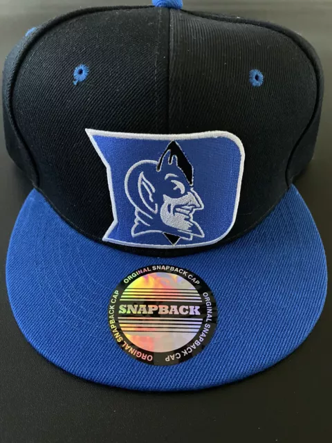 DUKE UNIVERSITY BLUE DEVILS Mascot Embroidered Logo Hat Cap Black Snapback NEW