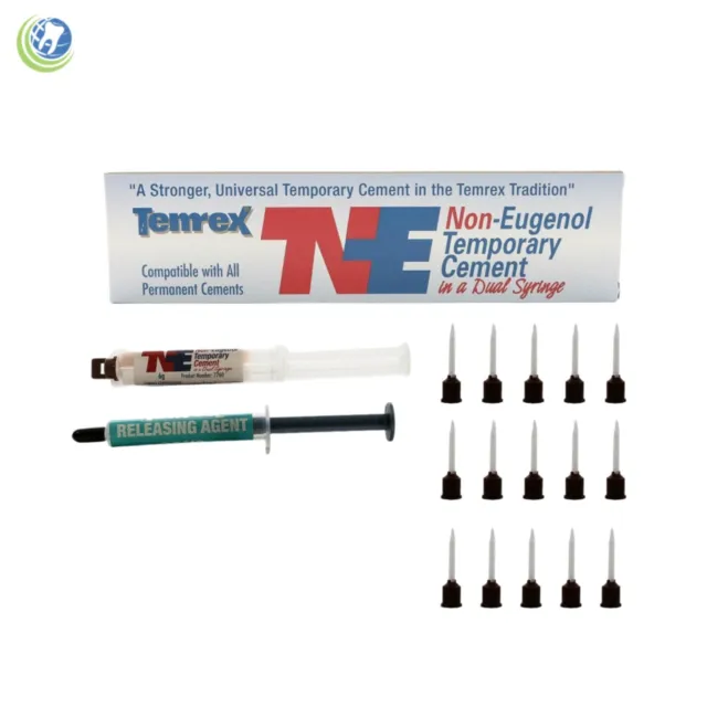 Temrex Non-Eugenol Temporary Cement Dual Syringe W/ Releasing Agent Tne Dental