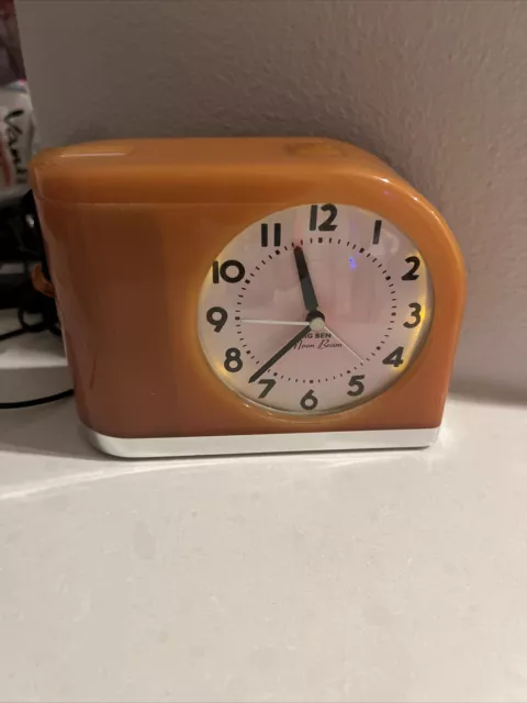Westclox Big Ben Moon Beam Clock Peach Mid Century Light Alarm Rare color! A++++