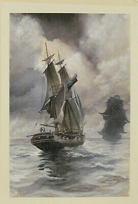 Anonymous watercolor older painting galleon Marine Marine Marine ships sea seafarers 3