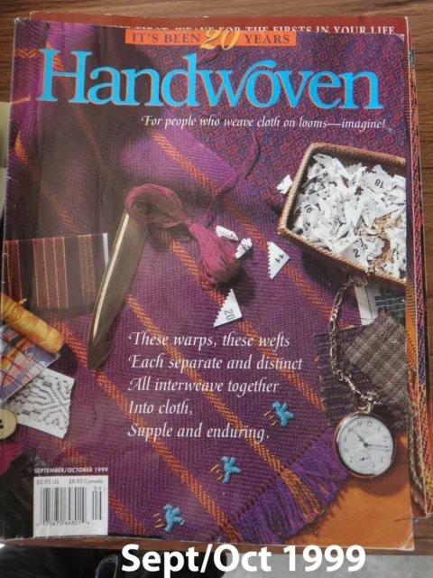 Sept/Oct 1999 Handwoven Magazine Weaving: 20th Anniversary, Blanket, Scarf, Vest