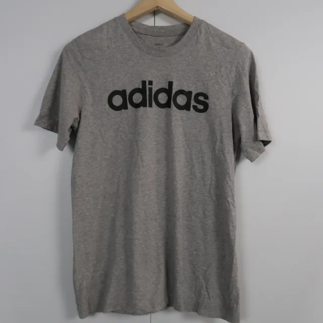 Adidas Mens T-Shirt Size M Grey Logo Short Sleeve Crew Neck Tee