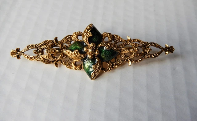 Broche Vintage Motif Brin De Muguet - Couleur Or - Très Bon état - Bijou Fantaisie Occasion
