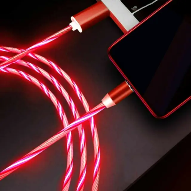 Red Usb Mobile Phone Magnetic Light-Emitting Charger Cable Led Light