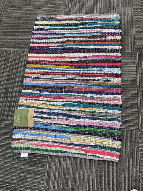 NWT Area Rug Rag Chindi Indian Handmade Multi Color Area Rug 30x46