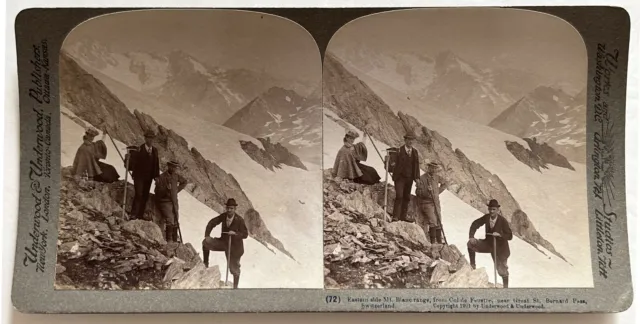 Schweiz Bergsteiger Mount Weiß 1901 Foto Stereo Vintage P29T1n