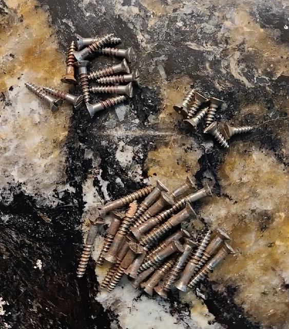 ANTIQUE WOOD SCREWS - SLOTTED  FLAT HEAD - 3 Sizes - 39 Total
