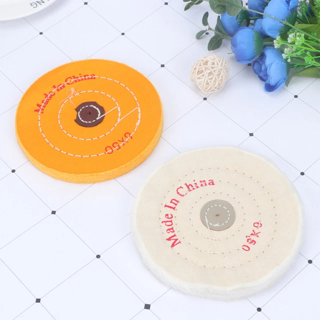 2 Pcs Buffing Polishing Pads Bench Grinder Wheel Cotton Drill Jewelry Grinding