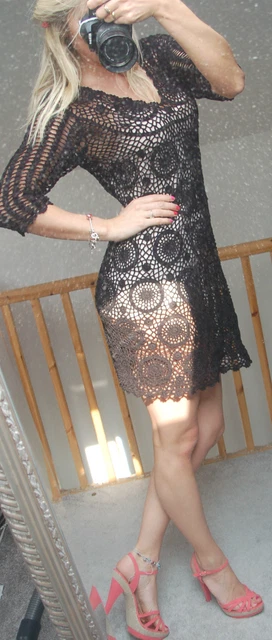 MONSOON WOMEN BLACK see through crochet dress beach dress 14 UK 42 Eur  36.99 - PicClick UK