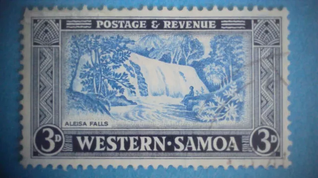 Samoa 1952. 3d Pale Ultramarine & Indigo. SG222. Used. Wmk W98 of NZ. P13½.