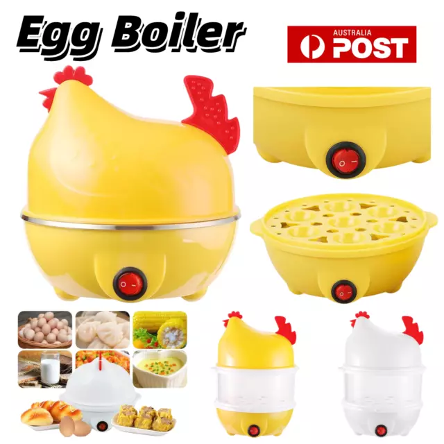 Electric Soft Hard Egg Boiler Poacher Steamer Bowl Noise Free Breakfast Cooker