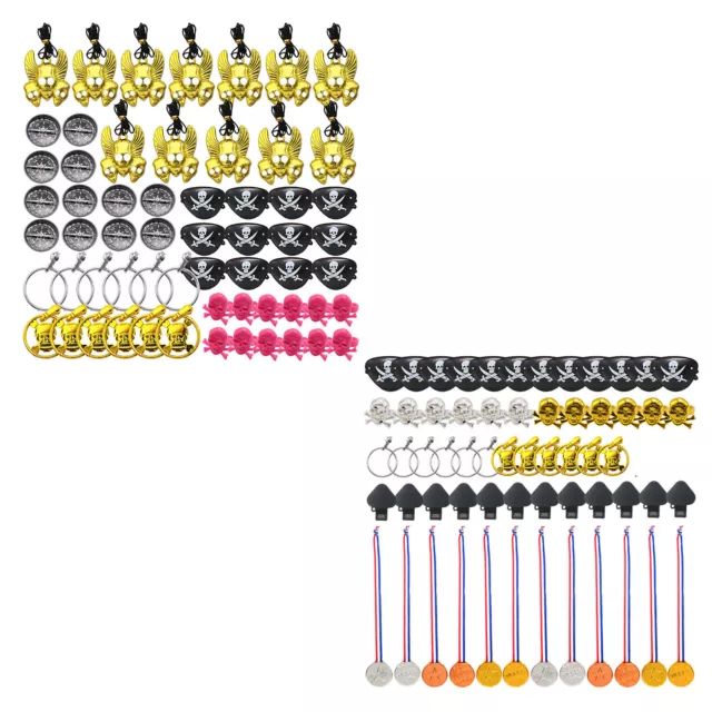 60Pcs Pirate Dress-up Props Set Cosplay Necklaces Lightweight Earrings Whistle 3
