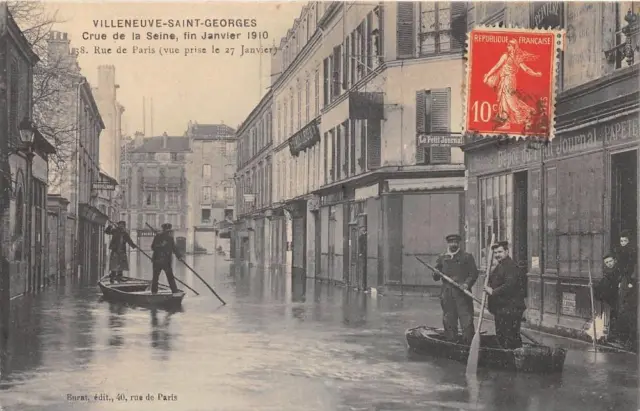 CPA 94 VILLENEUVE SAINT GEORGES CRUE DE LA SEINE 38 RUE DE PARIS (rare cliché