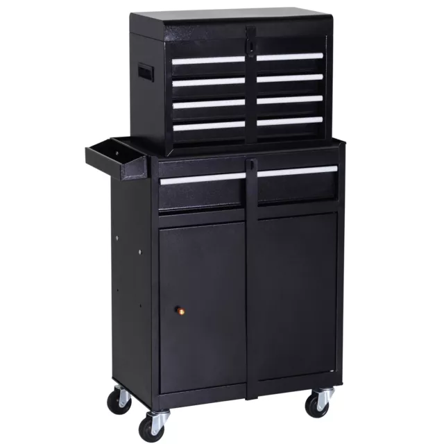 Tool Cart Equipment Storage Trolley Drawers Cabinet Wheels Garage Workshop Black