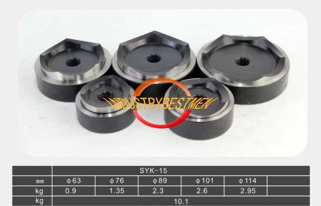 5PCS Hydraulic Knockout Punch Driver Kit Hole Tool molds 63-114MM For SYK-15