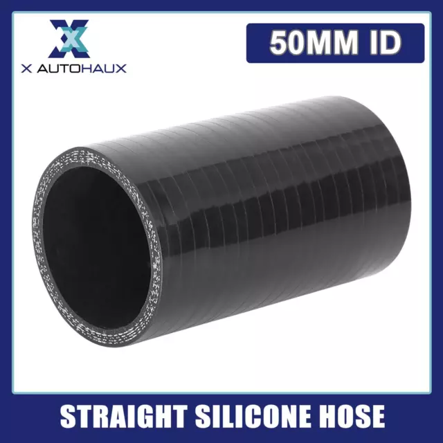 50mm ID Car Black Straight Silicone Hose Coupler Intercooler  Pipe Tube New