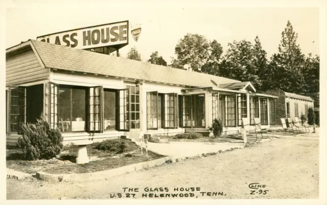 Vintage RPPC Photo Postcard The Glass House Helenwood TN Tennessee