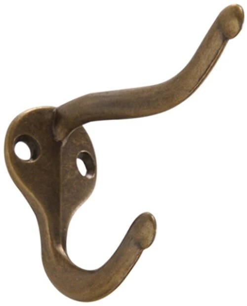 Part 852890 Antique Brass Coat/Hat Hook, by Hillman, Single Item, Great Value, N
