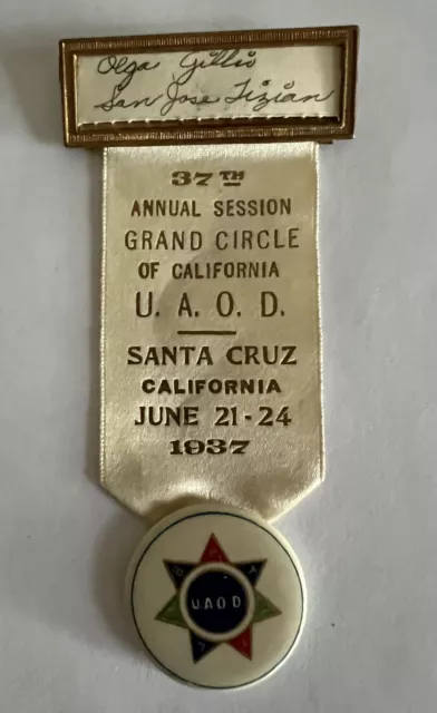 Druids 1937 Annual Session Grand Circle Of California Ribbon UAOD