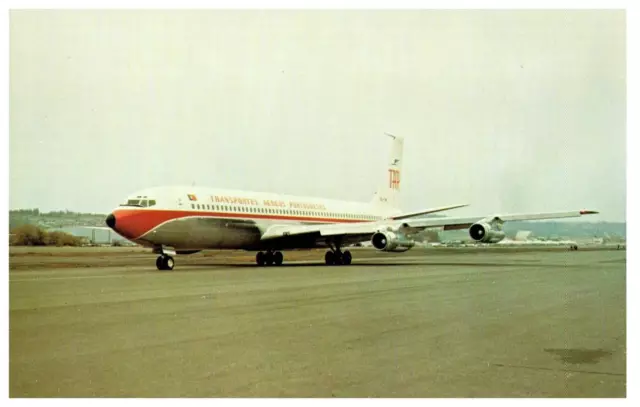 TAP Transportes Aeroeos Portugueses Boeing 707 382B Airplane Postcard