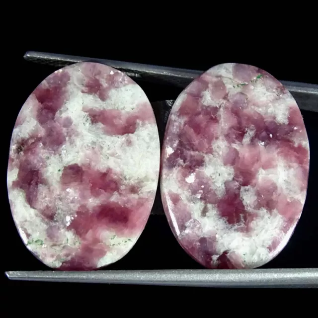 26.80Cts Natural Pair Lepidolite Loose Oval Cabochon Gemstones