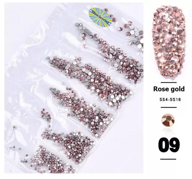 1304pcs Glitter Nail Art Rhinestones Flatback Crystals Gems 3D Nails Decoration