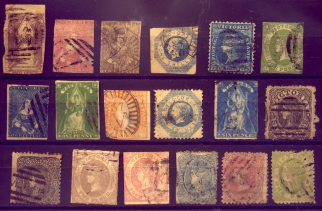 VICTORIA:  A BEAUTIFUL  COLLECTION of VERY OLD  STAMPS, MANY IMPERFS  NO RESERVE