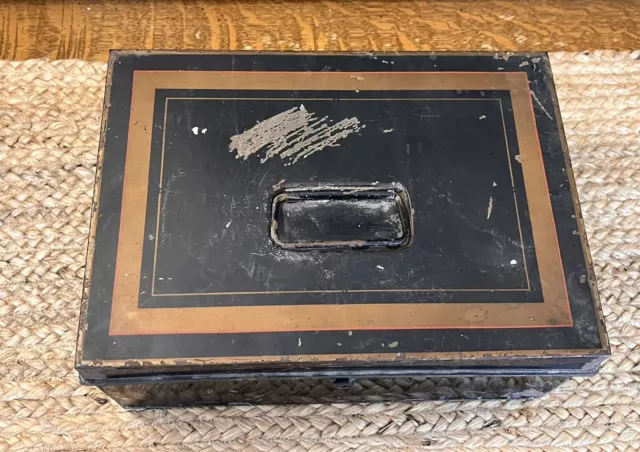 Vintage Antique Metal English Cash Box