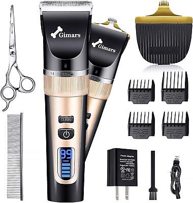 Gimars 2 in 1 Dog Shaver Clippers Low Noise, Cordless 3-Speed High Power Quiet R