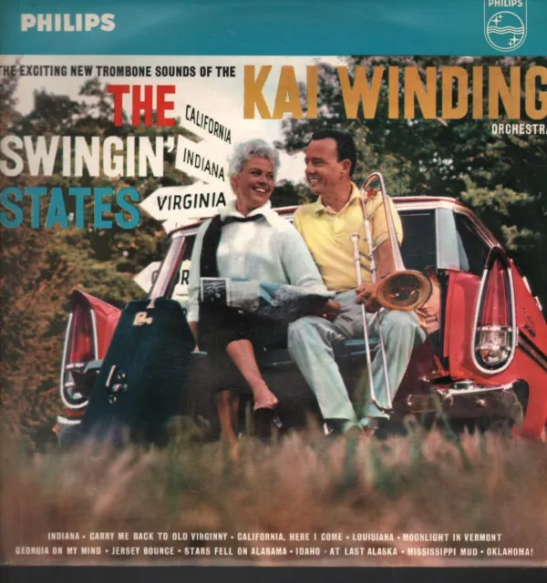 Kai Winding Orchestra Swingin' States LP vinyl UK Philips 1959 Flipback sleeve