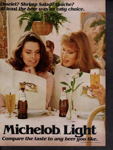 Vintage advertising print alcohol ad Michelob Light Beer Easy Choice Lunch 1981