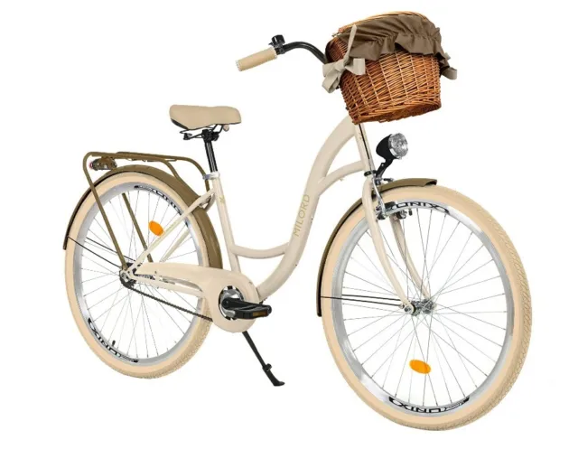 Komfort Fahrrad mit Weidenkorb, Hollandrad, Damenfahrrad, Citybike, Retro