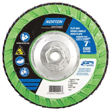 Norton Abrasives 66623399018 Flap Disc,7 In X 80 Grit,5/8-11