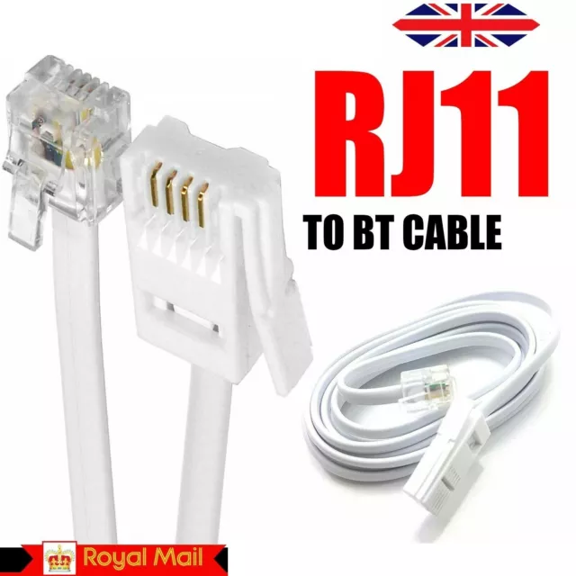 BT auf RJ11 Telefonmodem Kabel Sup-Fast Lead UK Fax Router Telefon Sky Box weiß