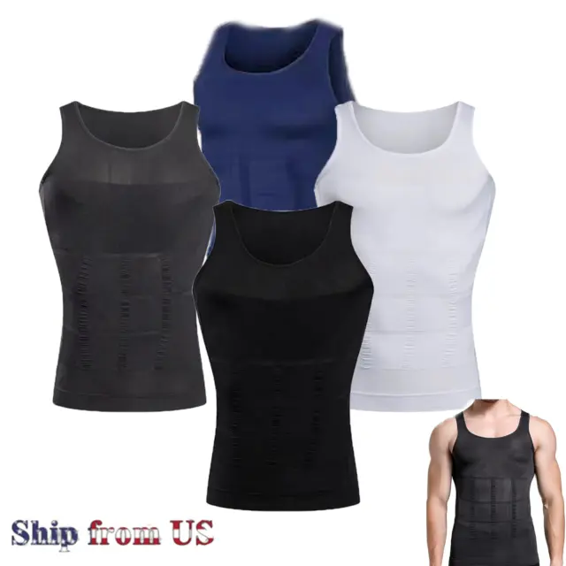 SLIMMING VEST MEN'S Body Shaper Compression Shirts Workout Tank Tops ...