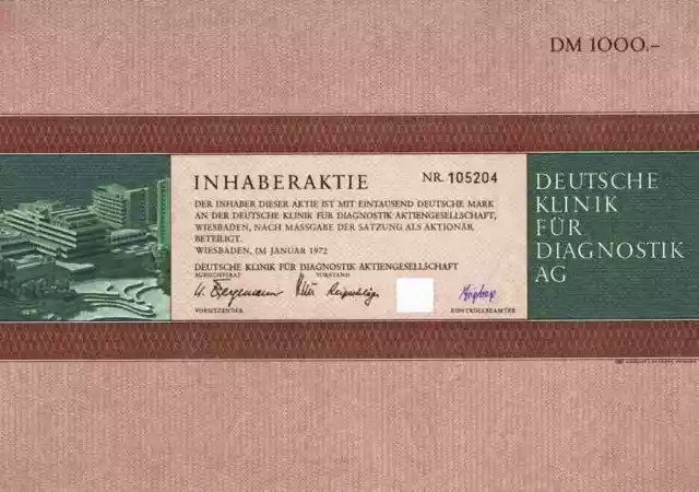 Deutsche Klinik für Diagnostik DKD 1972 Wiesbaden Frankfurt Rhön 1000 DM Kupons