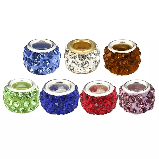 10pcs Strass Perlen Spacer Armband Halskette Schmuck Machen Zubehör