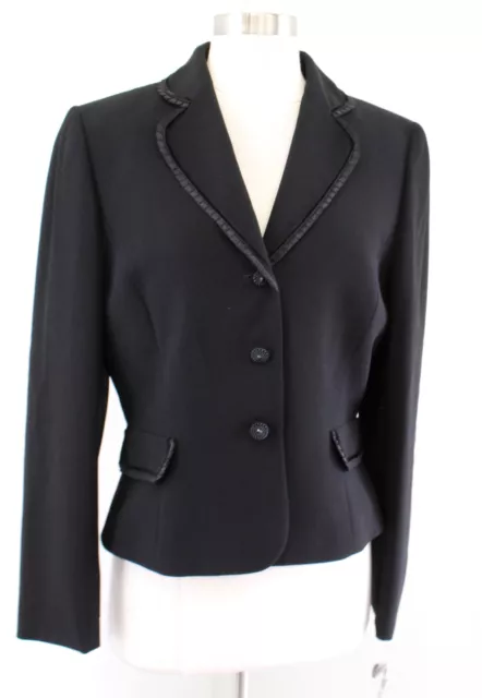 NWT Tahari ASL Levine Womens Black Ruffle Velvet Trim Blazer Suit Jacket Size 10