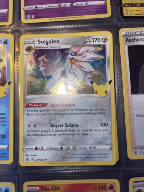Solgaleo holo, célébration 25, cadre de carte Pokémon avec véritable carte  Pokémon, cadeau, geek -  France