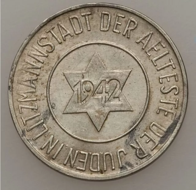 1942 JUDE JEWISH GETTO COIN 10 Pfenning  QUITTUNG UBER LITZMANNSTADT Varsovie
