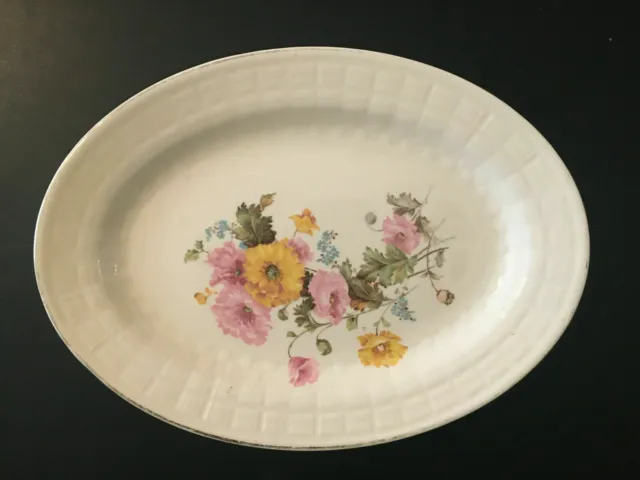 Edwin Knowles oval platter pink yellow floral bouquet 38-9