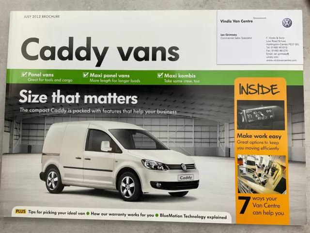 Volkswagen Caddy UK Market Van Sales Brochure - July 2012