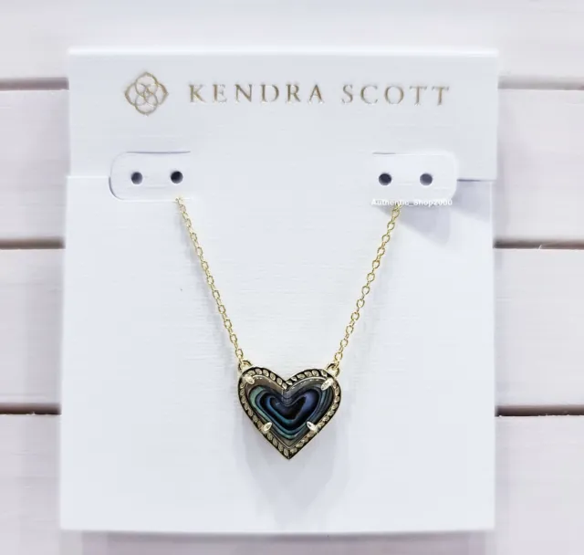 NEW Authentic KENDRA SCOTT 454  Gold Ari Heart Abalone Shell Pendant Necklace