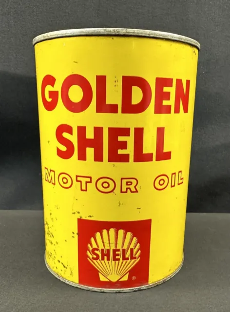 RARE Vintage Metal Tin Golden Shell Motor Oil Unopened Full 1 Qt. Can SAE 20-20W